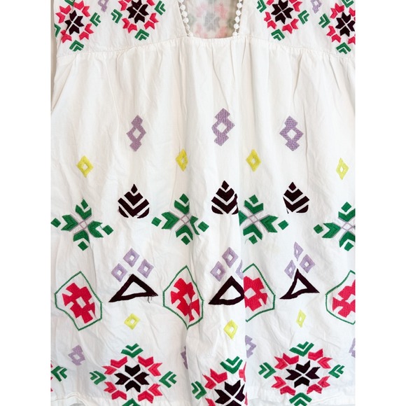 Anthropologie Dolly Embroidered %100 Cotton Midi Dress White Cotton Boho  Sz L - Picture 11 of 16